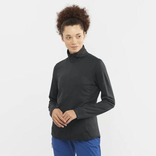 Chaquetas Salomon Essential Lightwarm Half Zip Mujer Negros | MX STAD904